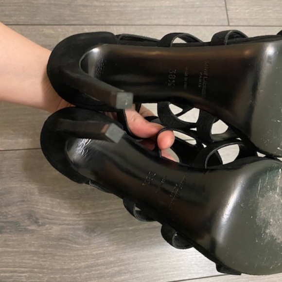 Saint Laurent Black Suede Gladiator Stiletto Heels Size 8.5 - Picture 10 of 10